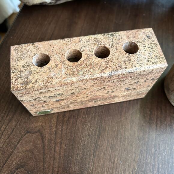 WATERSTONE Travertine Marble Stone Bathroom Set Soap Dispenser toothbrush holder - Picture 3 of 16